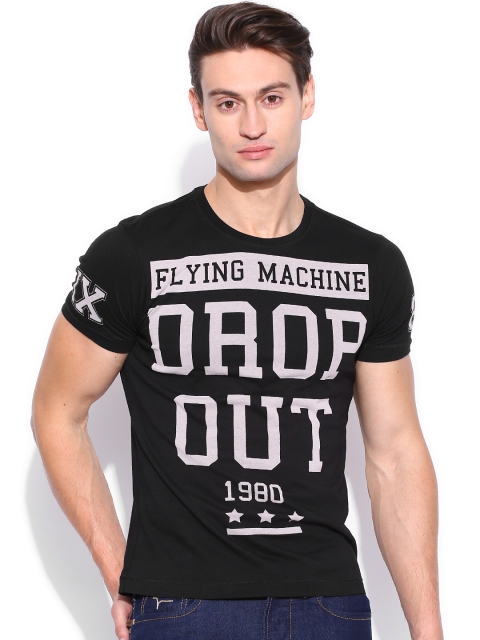 

Flying Machine Black Printed T-shirt