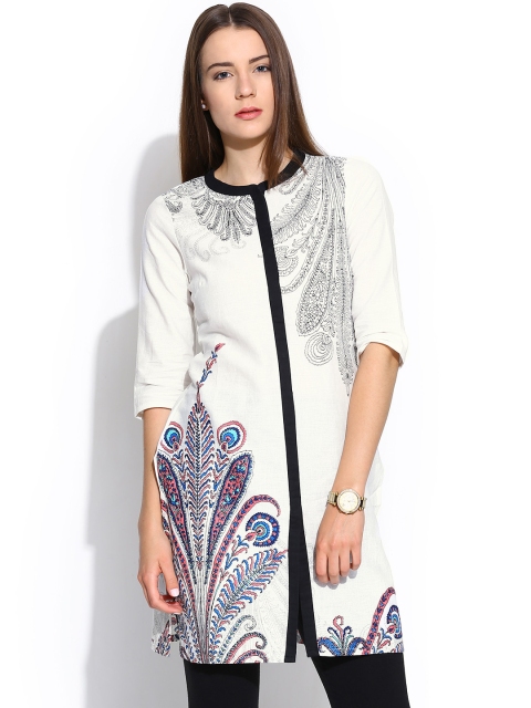 

W Off-White Printed Kurta