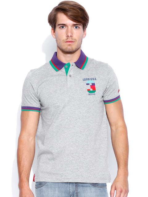 

IZOD Grey Melang Polo T-shirt, Grey melange