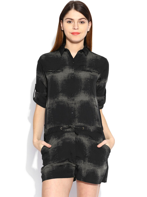 

Tokyo Talkies Black & Grey Printed Playsuit