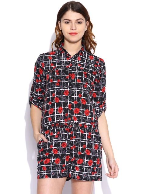 

Tokyo Talkies Black & Red Printed Playsuit