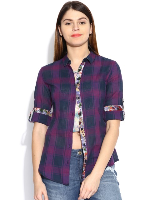

Tokyo Talkies Purple & Navy Checked Shirts
