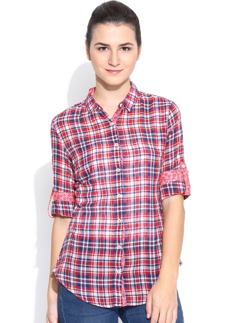 

Tokyo Talkies Red & White Checked Casual Shirt