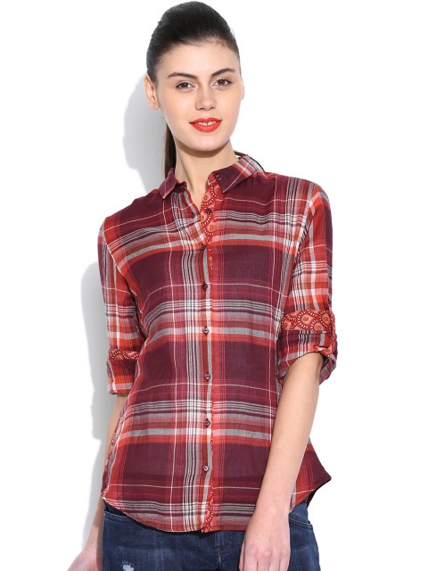 

Tokyo Talkies Burgundy & Orange Checked Shirt