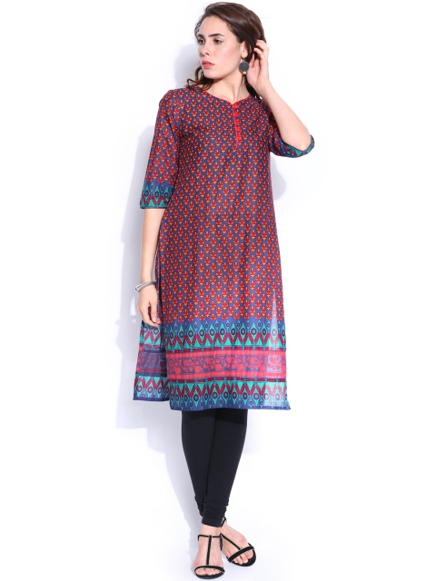 

Vishudh Navy Printed Kurta, Navy blue