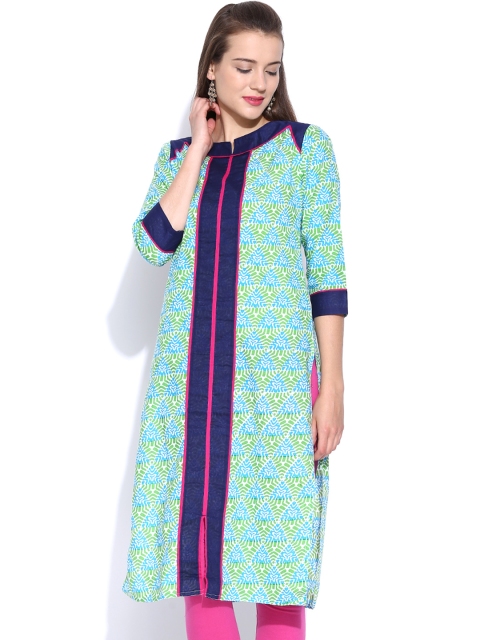 

Jaipur Kurti Green & Blue Printed Kurta