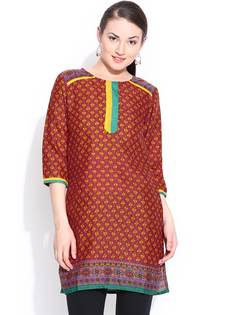 

Jaipur Kurti Maroon Printed Kurta