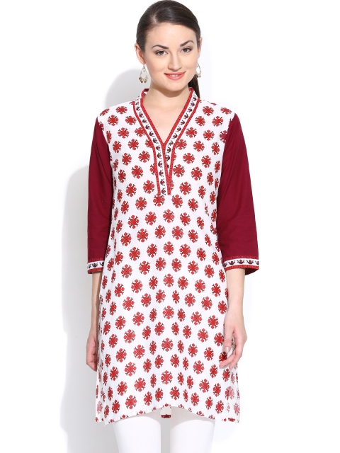 

Jaipur Kurti White & Red Printed Kurta