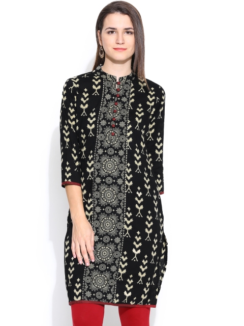 

Jaipur Kurti Black Printed Kurta