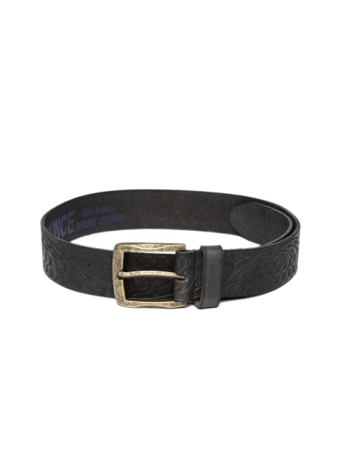 

Breakbounce Men Black Engraved Leather Belt