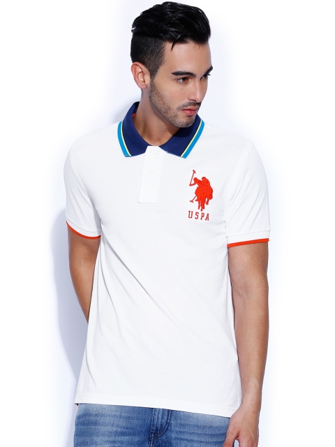 

U.S. Polo Assn. Men White Solid Polo T-shirt