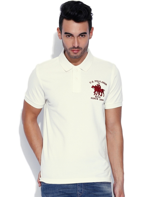 

U.S. Polo Assn. Off-White Polo Pure Cotton T-shirt