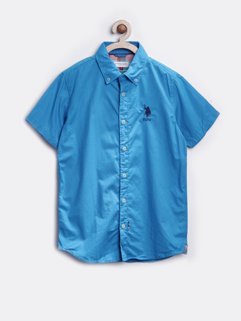 

U.S. Polo Assn. Kids Boys Blue Solid Casual Shirt