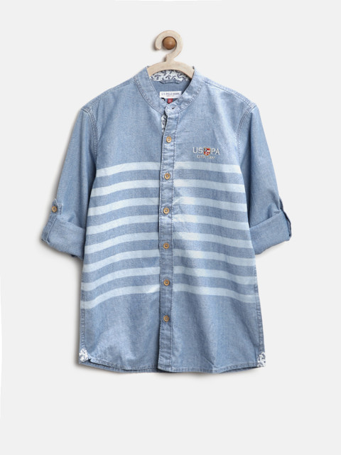 

U.S. Polo Assn. Boys Light Blue Striped Denim Shirt