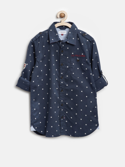

U.S. Polo Assn. Boys Navy Star Print Shirt, Navy blue