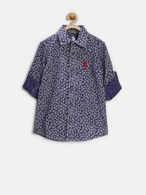 

U.S. Polo Assn. Kids Boys Dark Blue Printed Shirt