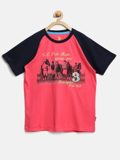 

U.S. Polo Assn. Kids Boys Pink Printed T-shirt