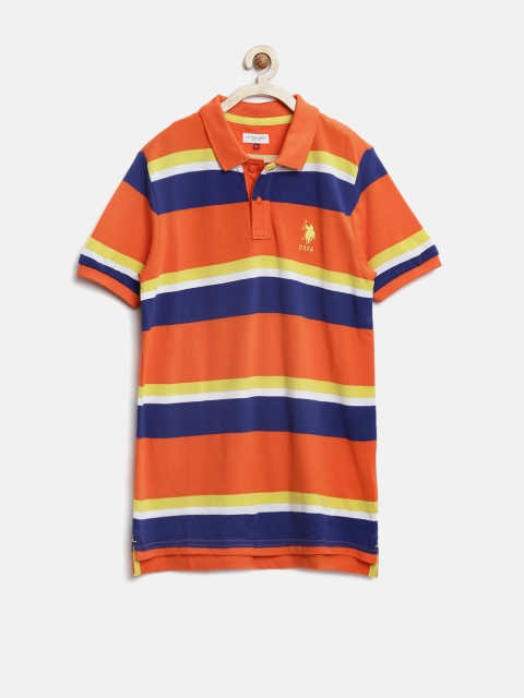 

U.S. Polo Assn. Kids Boys Orange Striped Polo T-shirt