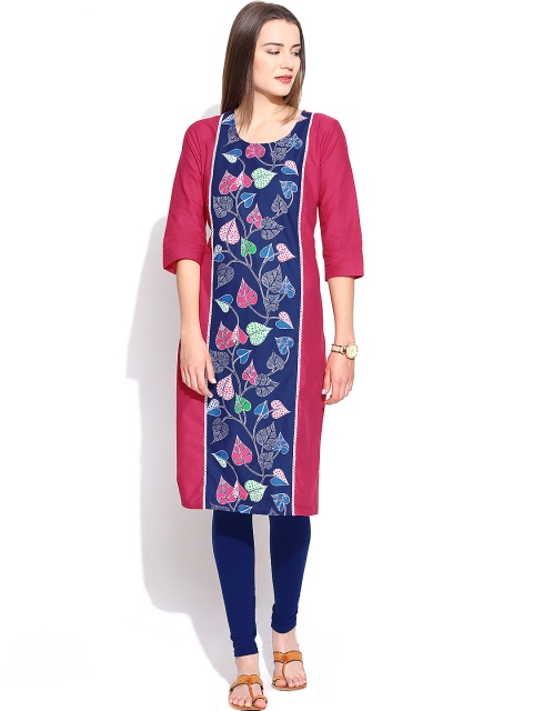 

Aurelia Pink Panelled Printed Kurta