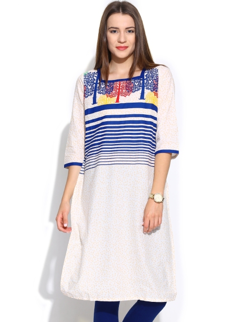 

Aurelia Cream-Coloured Printed Kurta