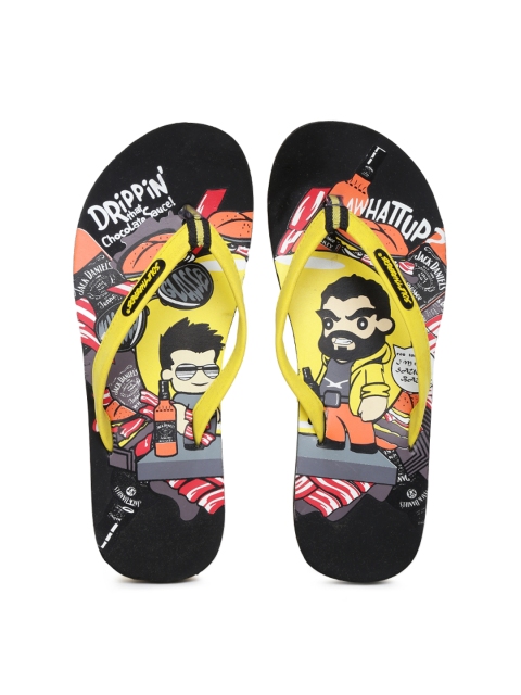 

Solethreads Men Yellow & Black Printed Flip-Flops