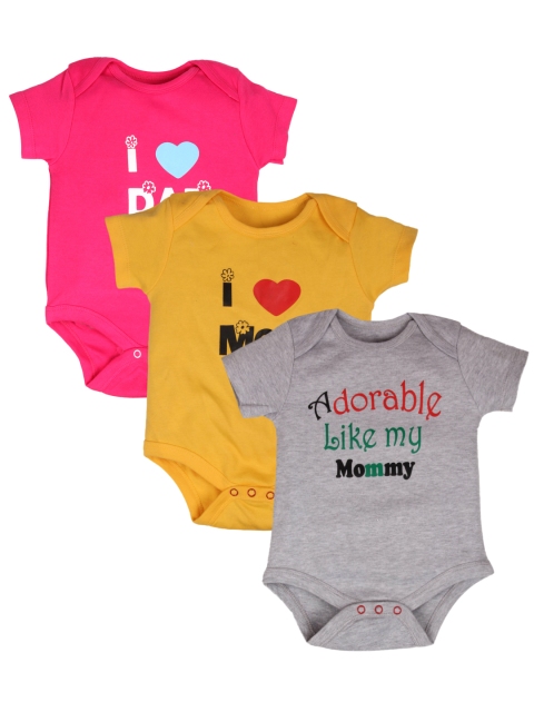 

GKIDZ Pack of 3 Printed Bodysuit, Grey