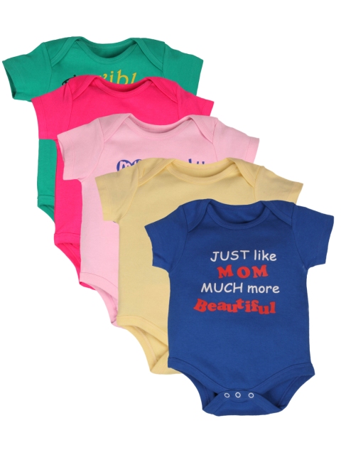 

GKIDZ Pack of 5 Printed Rompers, Multi