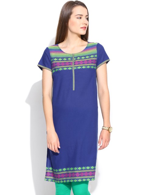 

Aurelia Blue Kurta with Woven Design