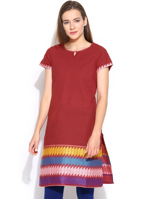 

Aurelia Red Kurta with Woven Design