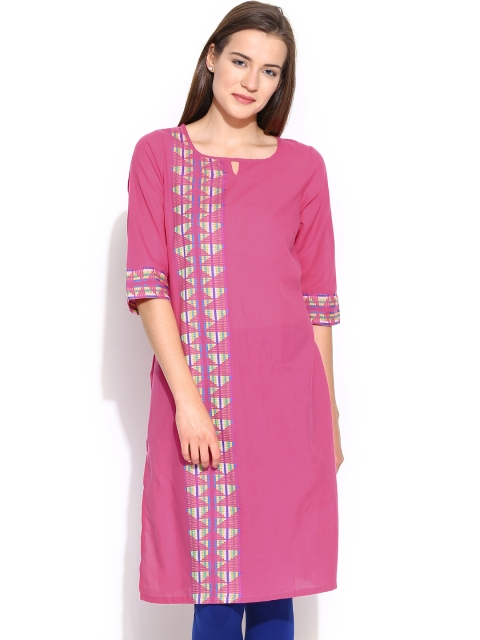 

Aurelia Pink Kurta with Woven Design