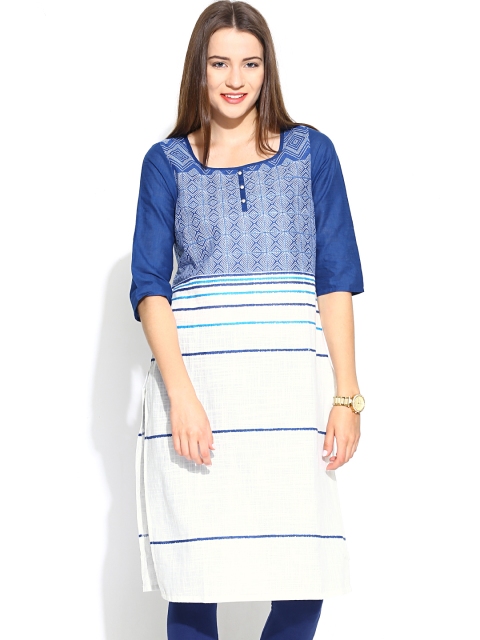 

Aurelia Blue & White Printed Kurta