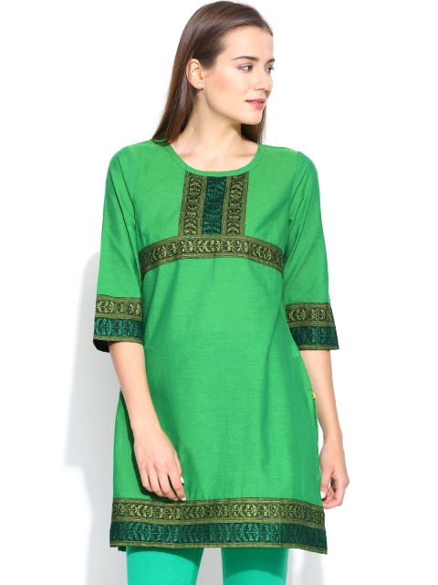 

Aurelia Green Kurta with Woven Design