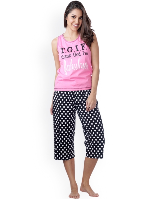 

Heart 2 Heart Pink & Black Printed Lounge Set LCP 50