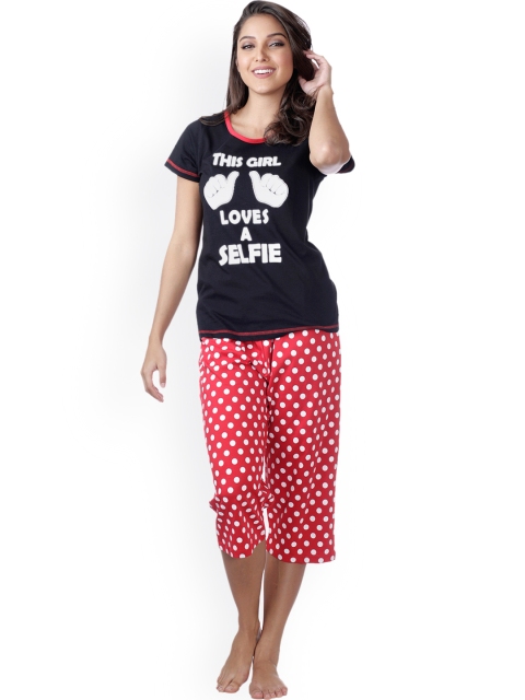 

Heart 2 Heart Black & Red Printed Lounge Set LPJ 51
