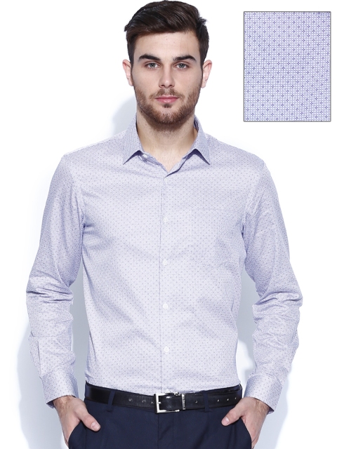 

Arrow White & Purple Printed Slim Fit Formal Shirt