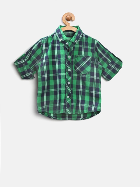 

Palm Tree by Gini and Jony Boys Navy & Green Checked Shirt, Navy blue