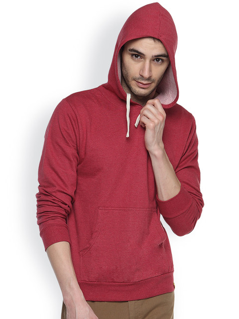 

Campus Sutra Maroon Hooded Sweatshirt