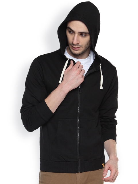 Men's Cotton Zipper Hoodie (AW15_ZH_M_PLN_BL_L_Black_Large)
