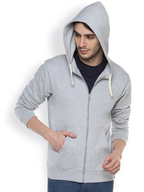 

Campus Sutra Grey Hooded Sweatshirt