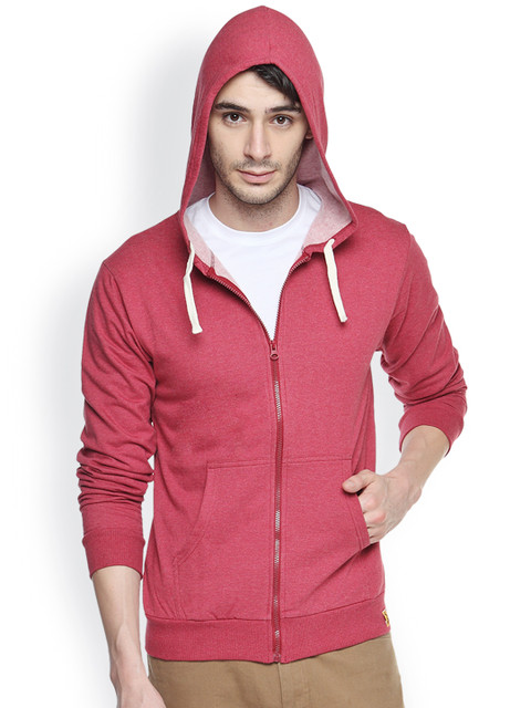 

Campus Sutra Maroon Hooded Sweatshirt