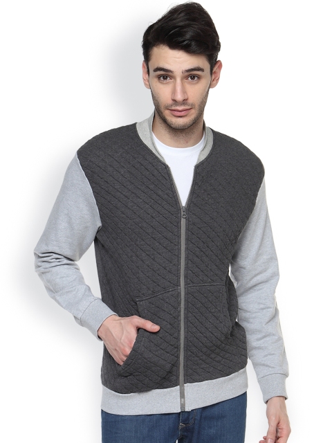 Campus Sutra Grey Quilted & Bomber Jacket