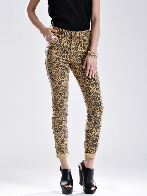 

GUESS Brown Power Skinny Animal Print Stretchable Jeans