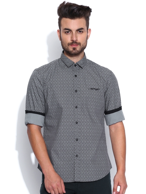 

Ed Hardy Grey & Black Printed Casual Shirt