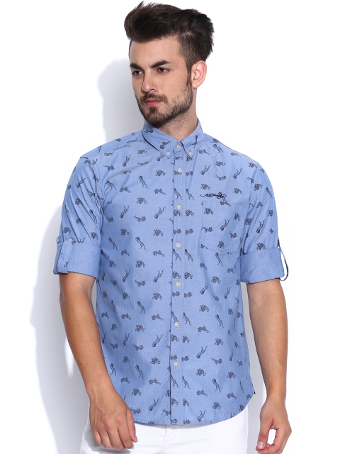 

Ed Hardy Blue Printed Casual Shirt