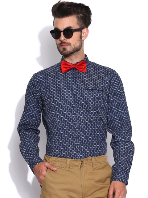 

Ed Hardy Blue & Beige Printed Smart Casual Shirt