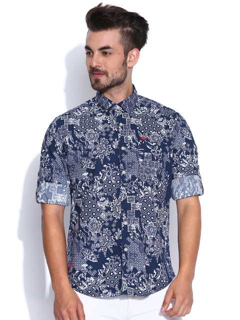 

Ed Hardy Blue & White Printed Casual Shirt
