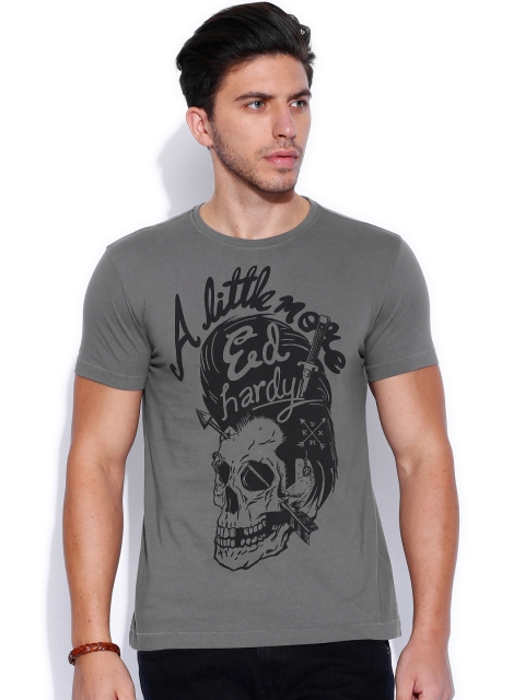 

Ed Hardy Grey Printed T-shirt