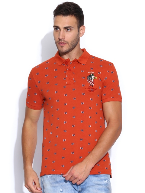 

Ed Hardy Orange Printed Polo T-shirt