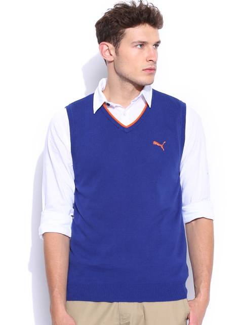 

Puma Men Blue Solid Sweater Vest