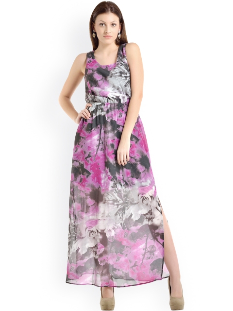 

Kazo Pink & Black Printed Maxi Dress